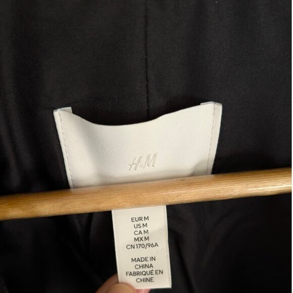 H&M HM Black Double-Breasted Short Peasant's Twill Jacket Pea Coat, size M - Picture 3 of 7